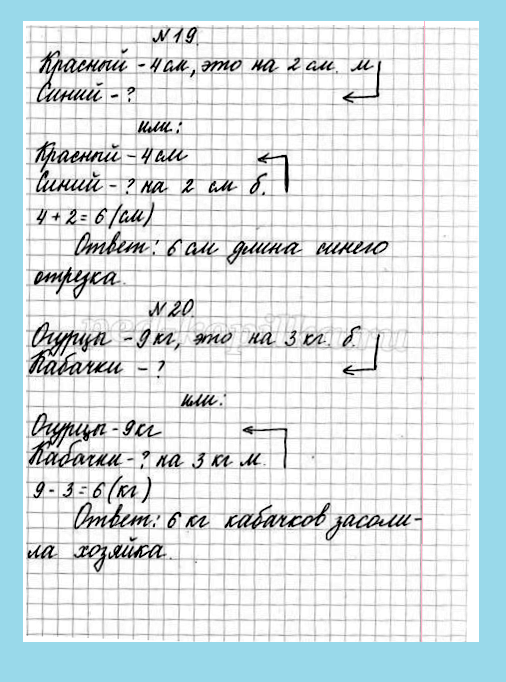 Оформление задач по математике 2 класс в тетради образец